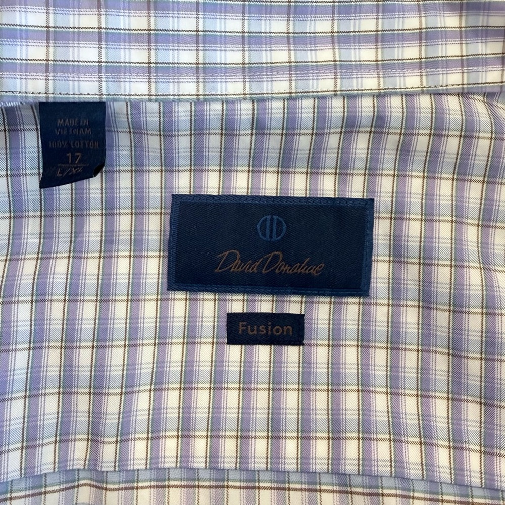 David Donahue Fusion Performance,  L/XL/17, Checkered Button Down Shirt - Picture 11 of 12